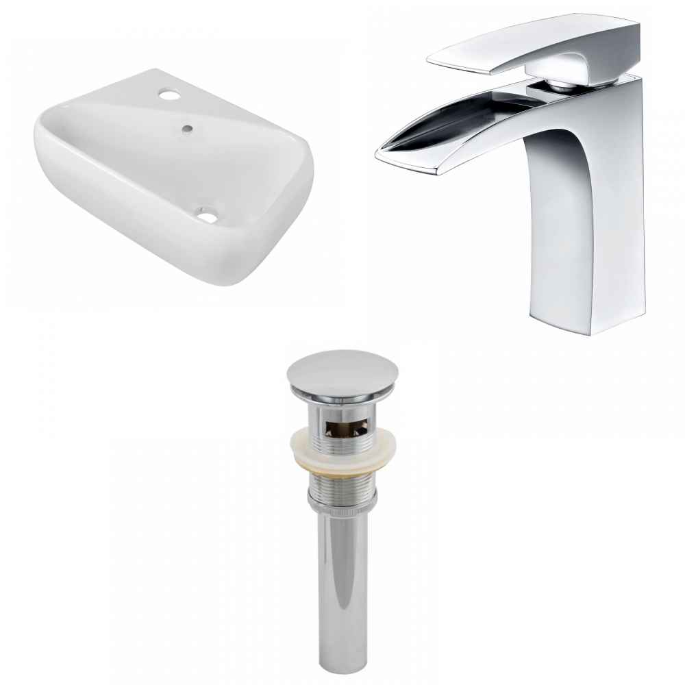 17.5-in. x 11-in. Rectangle Bathroom Vessel Sink Set White Enamel Glaze