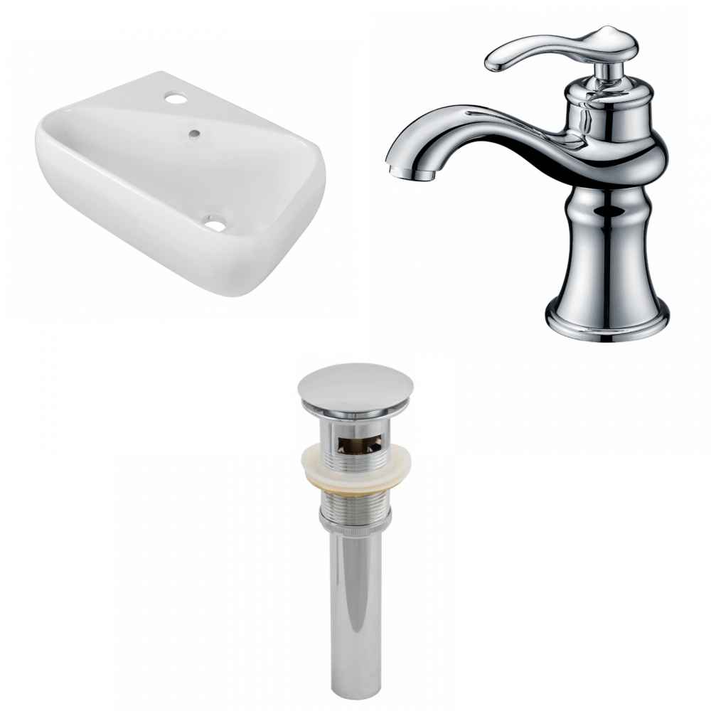 17.5-in. x 11-in. Rectangle Bathroom Vessel Sink Set White Enamel Glaze