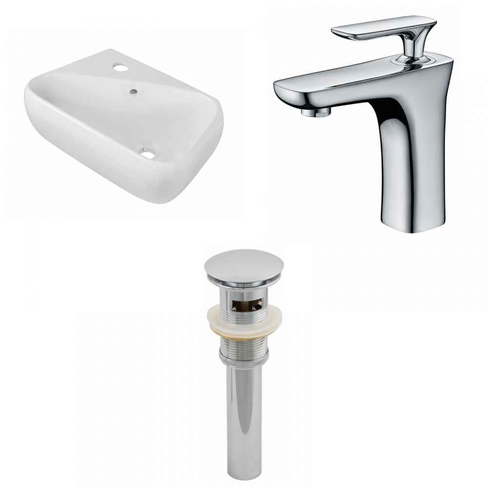 17.5-in. x 11-in. Rectangle Bathroom Vessel Sink Set White Enamel Glaze