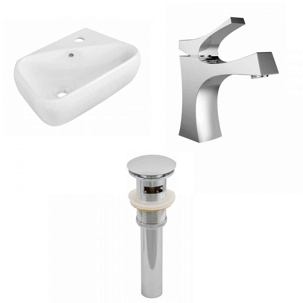 17.5-in. x 11-in. Rectangle Bathroom Vessel Sink Set White Enamel Glaze