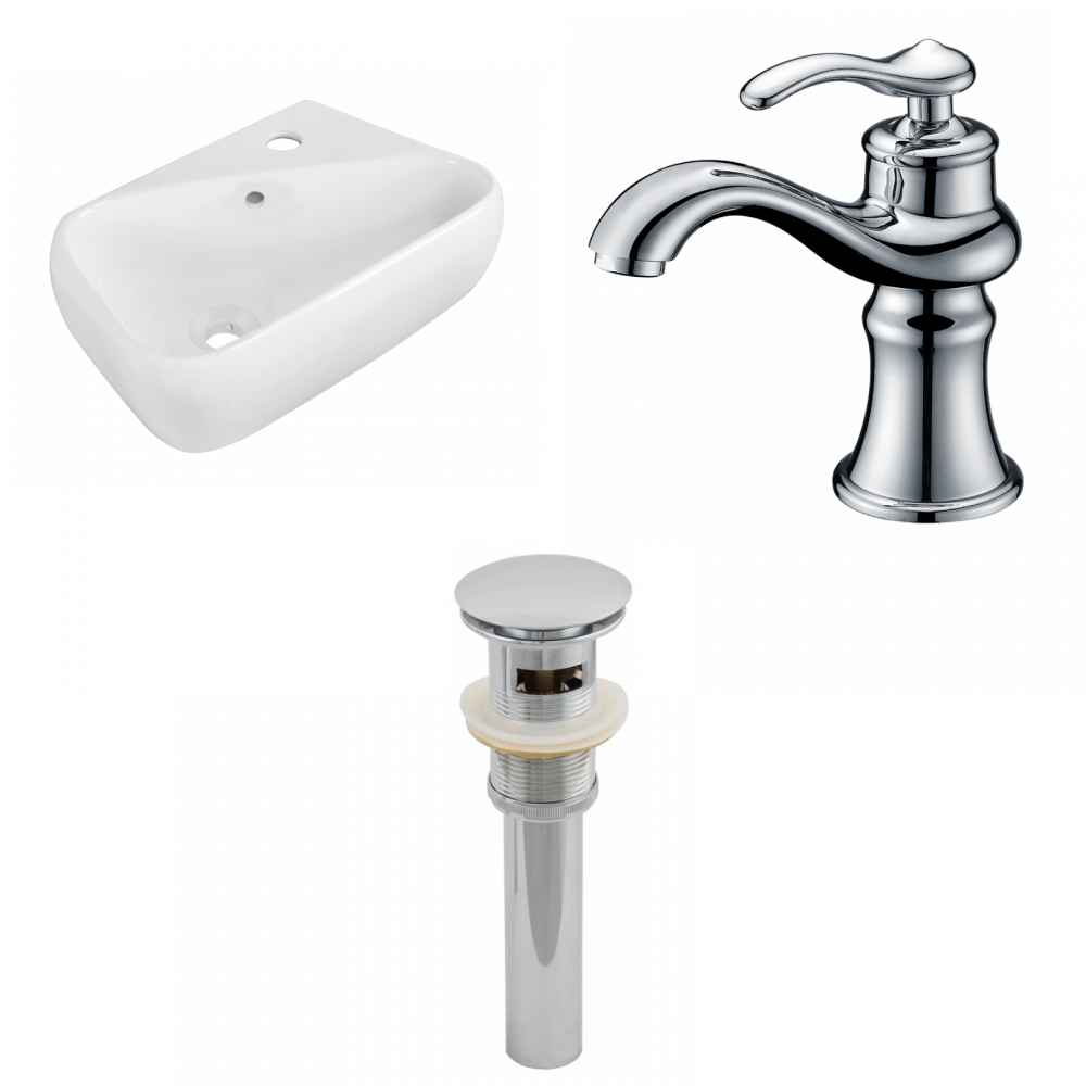 17.5-in. x 11-in. Rectangle Bathroom Vessel Sink Set White Enamel Glaze