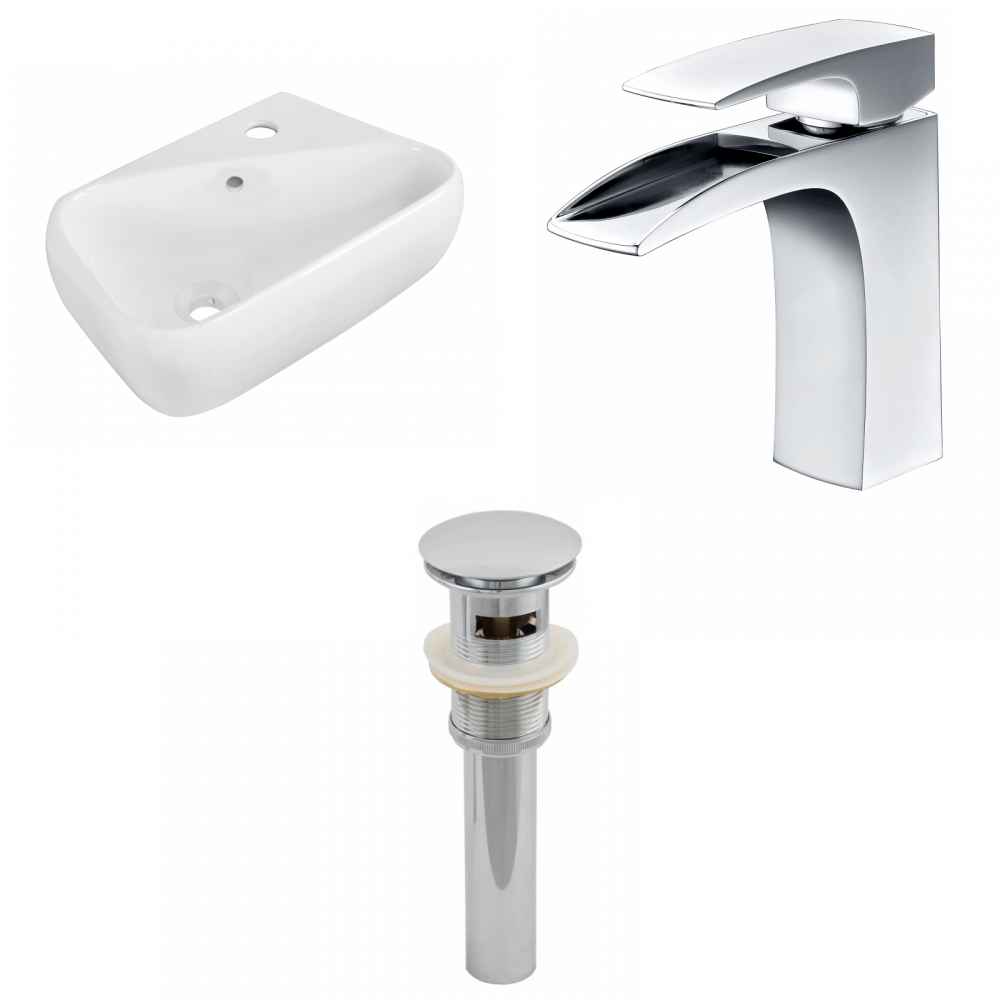 17.5-in. x 11-in. Rectangle Bathroom Vessel Sink Set White Enamel Glaze