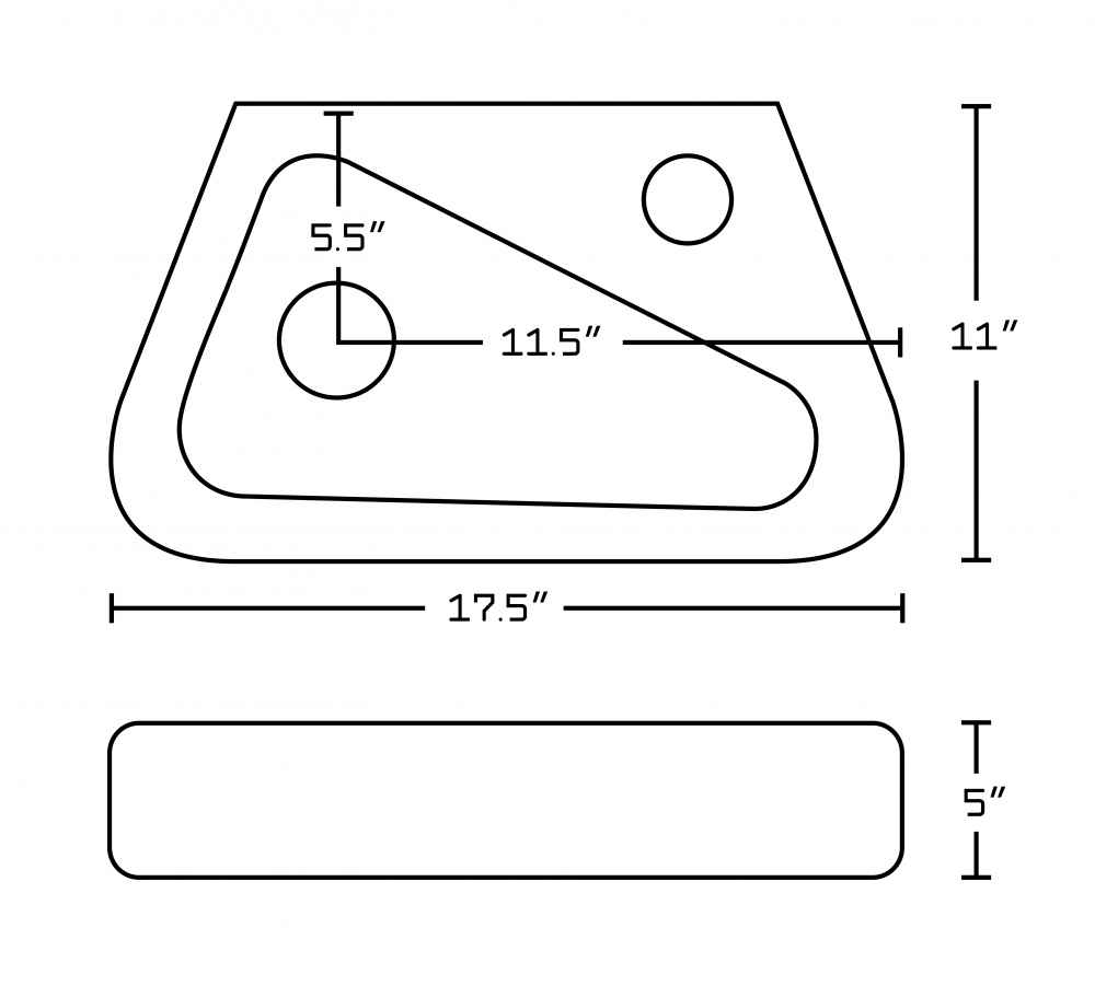 17.5-in. x 11-in. Unique Bathroom Vessel Sink Set White Enamel Glaze