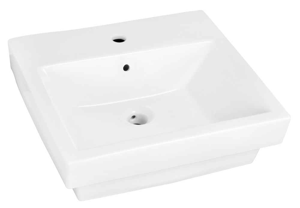 19-in. x 17.5-in. Rectangle Bathroom Vessel Sink Set White Enamel Glaze