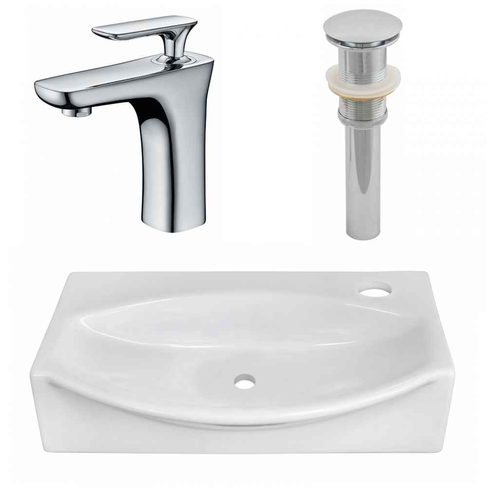 16.5-in. x 12-in. Unique Bathroom Vessel Sink Set White Enamel Glaze