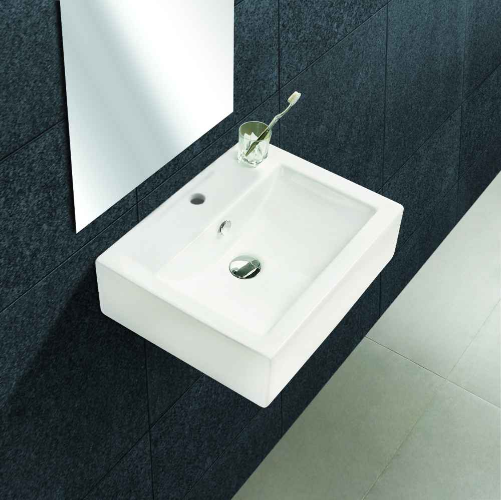 20.25-in. x 16.25-in. Rectangle Bathroom Vessel Sink Set White Enamel Glaze