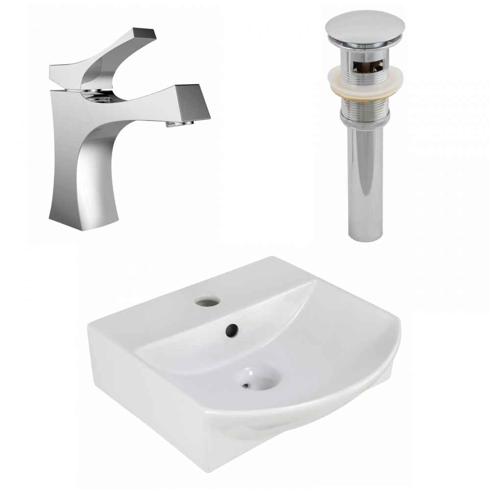 13.75-in. x 14-in. Rectangle Bathroom Vessel Sink Set White Enamel Glaze