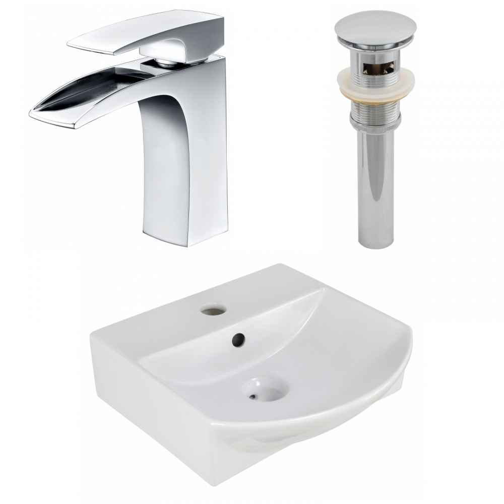 13.75-in. x 14-in. Rectangle Bathroom Vessel Sink Set White Enamel Glaze