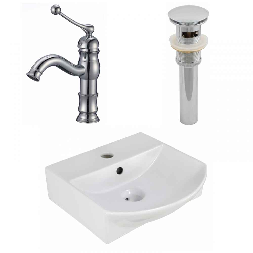 13.75-in. x 14-in. Rectangle Bathroom Vessel Sink Set White Enamel Glaze