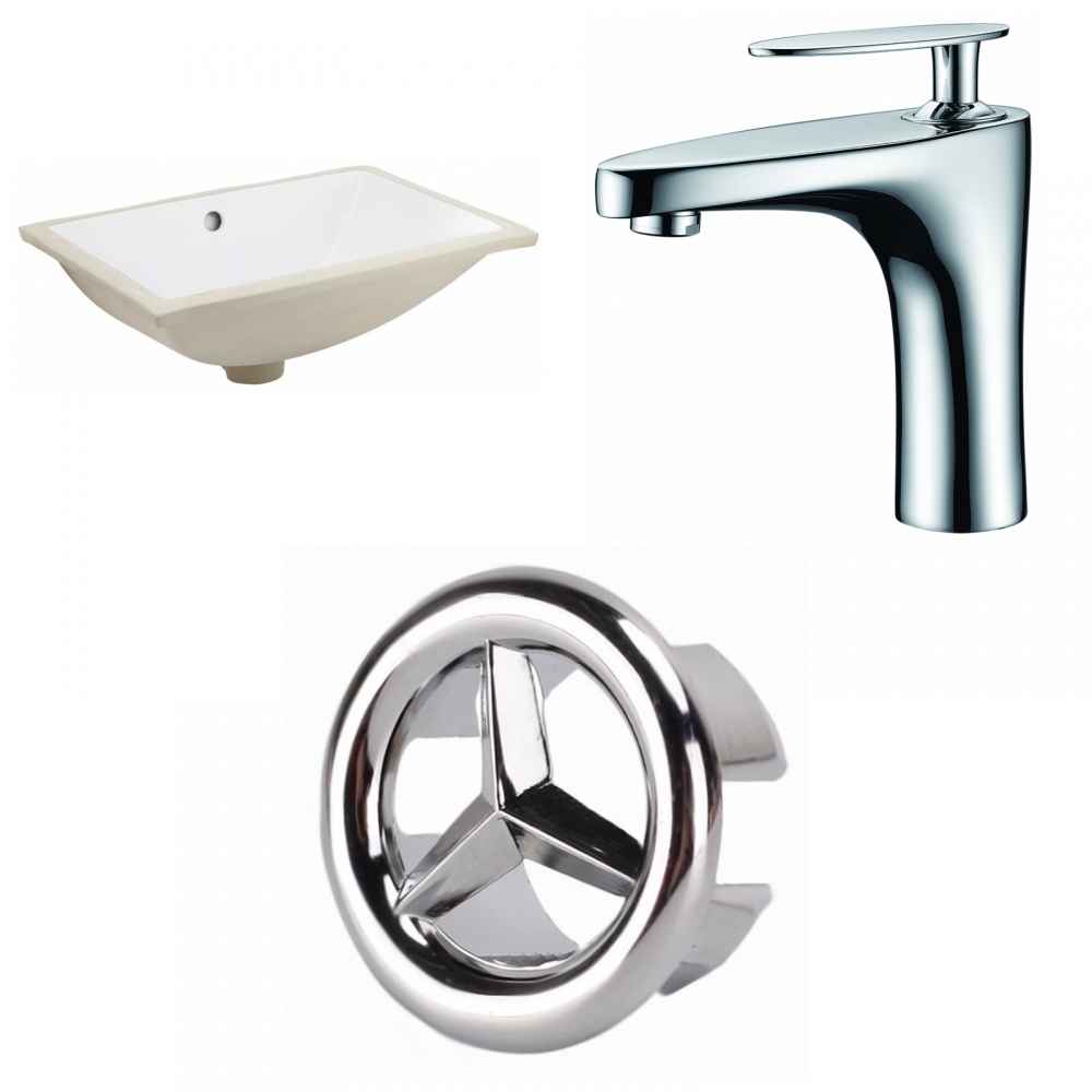 20.75-in. W Rectangle Bathroom Undermount Sink Set In White - Chrome Hardware