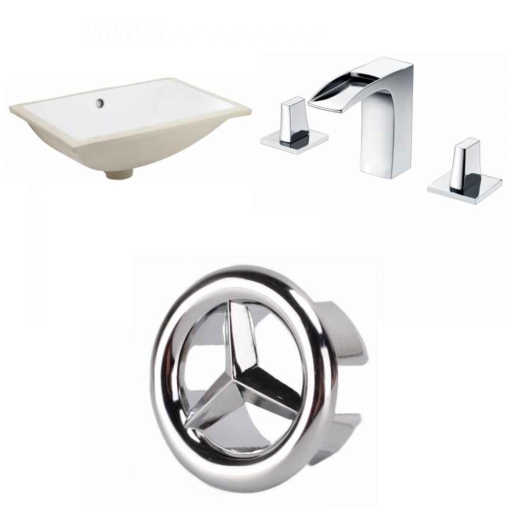 20.75-in. W Rectangle Bathroom Undermount Sink Set In White - Chrome Hardware