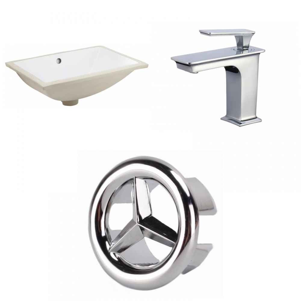 20.75-in. W Rectangle Bathroom Undermount Sink Set In White - Chrome Hardware