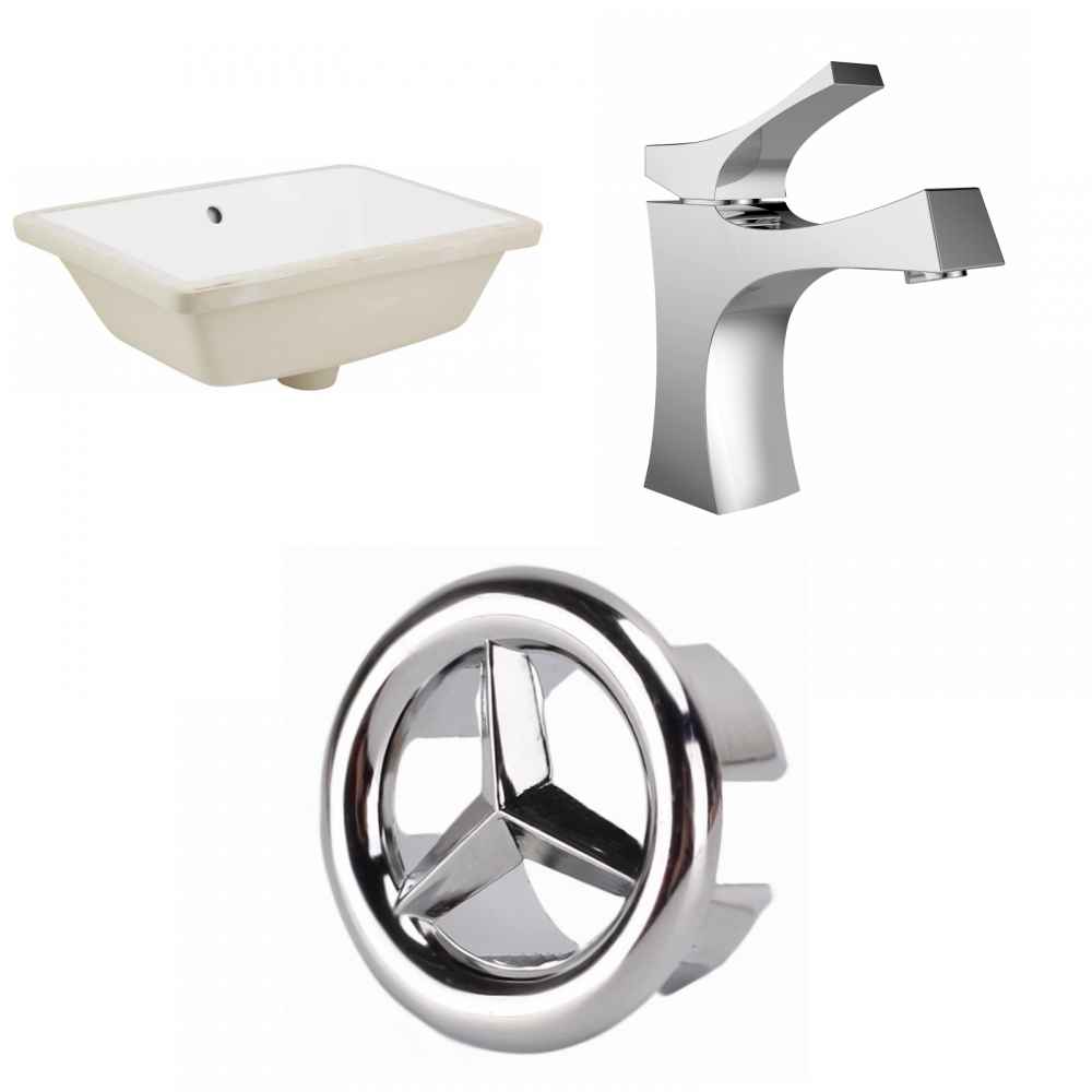 18.25-in. W Rectangle Bathroom Undermount Sink Set In White - Chrome Hardware