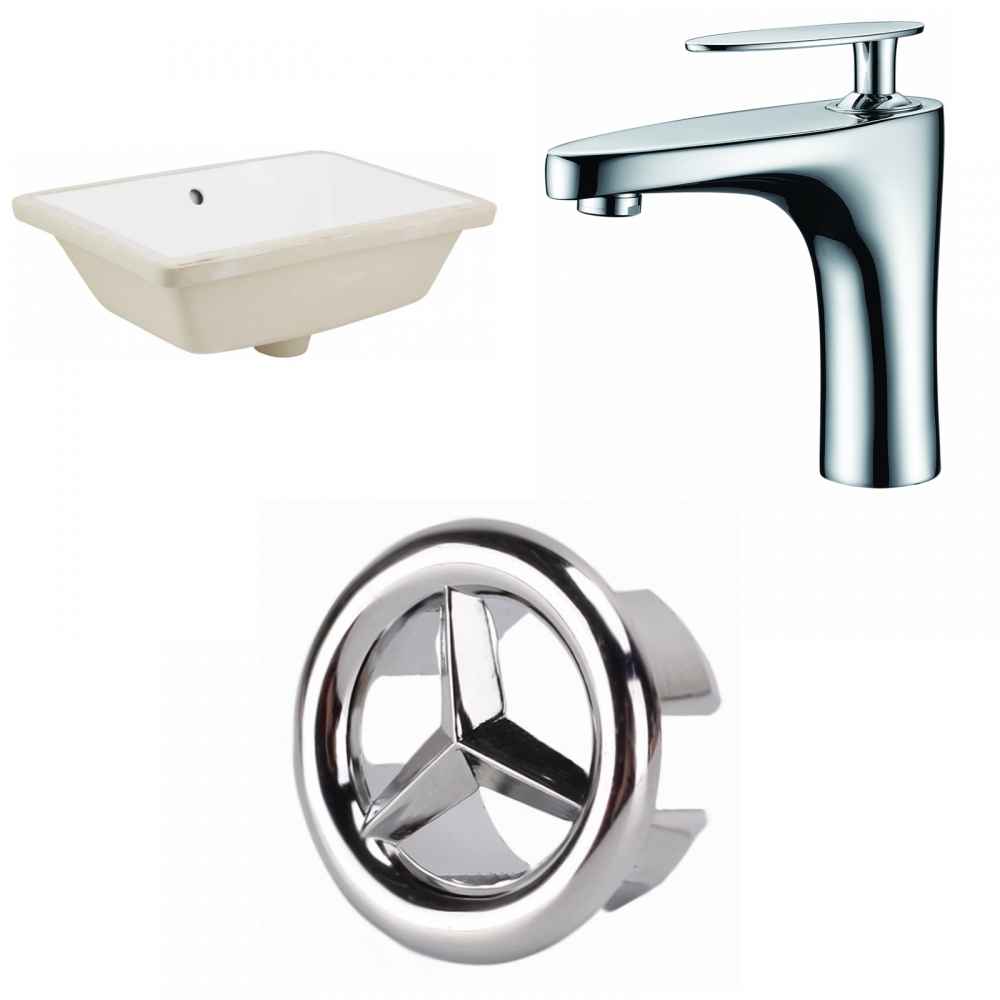 18.25-in. W Rectangle Bathroom Undermount Sink Set In White - Chrome Hardware