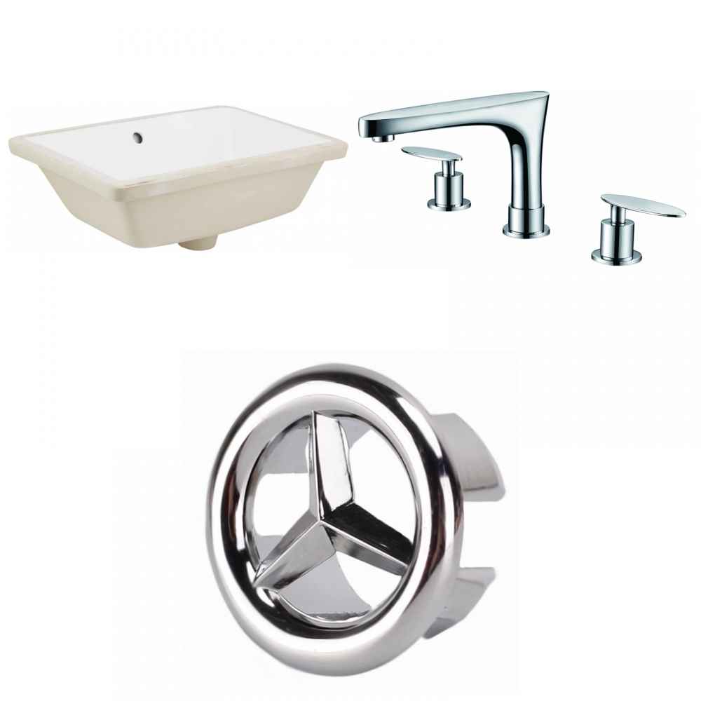 18.25-in. W Rectangle Bathroom Undermount Sink Set In White - Chrome Hardware