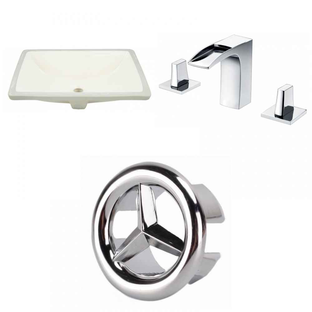 20.75-in. W Rectangle Bathroom Undermount Sink Set In Biscuit - Chrome Hardware