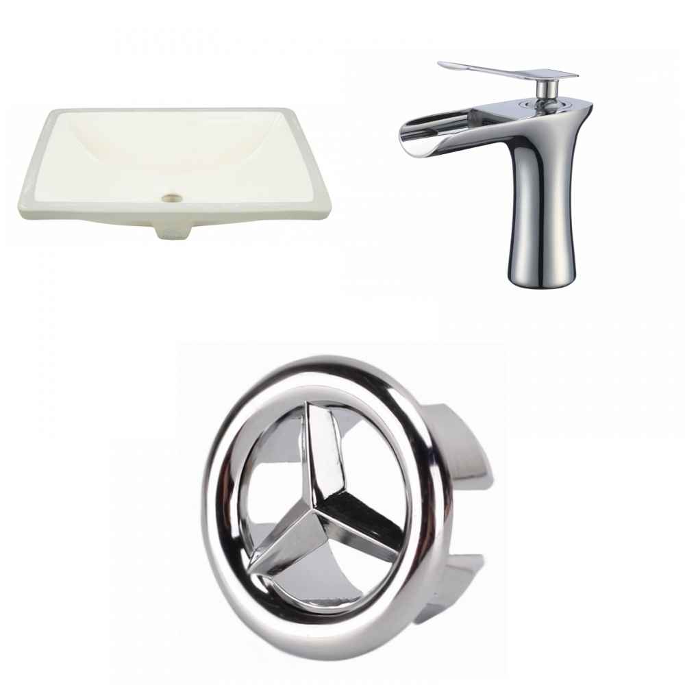 20.75-in. W Rectangle Bathroom Undermount Sink Set In Biscuit - Chrome Hardware