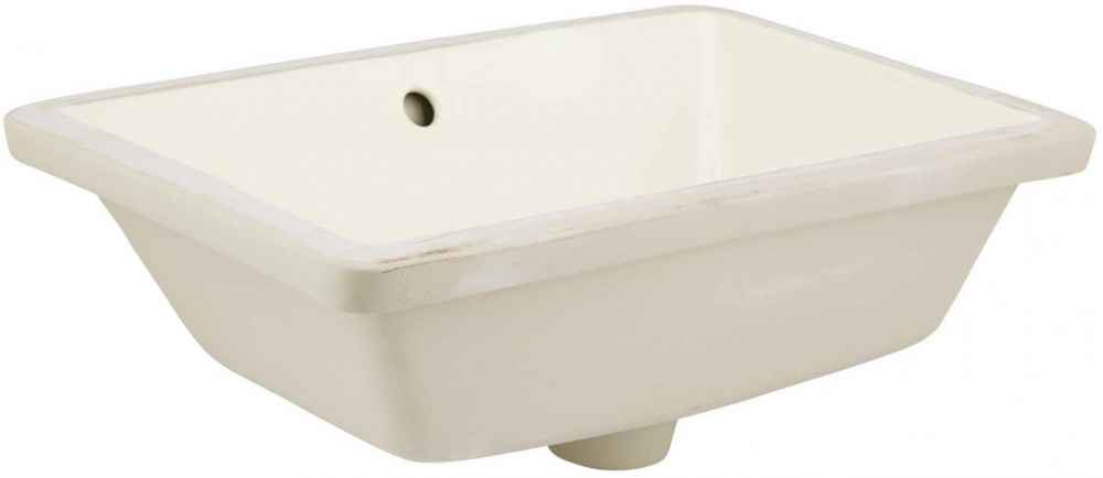 18.25-in. W Rectangle Bathroom Undermount Sink Set In Biscuit - Chrome Hardware