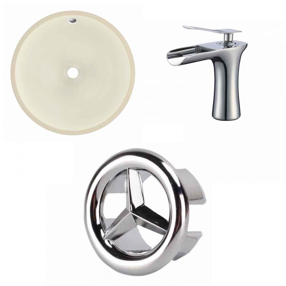 16-in. W Round Bathroom Undermount Sink Set In Biscuit - Chrome Hardware