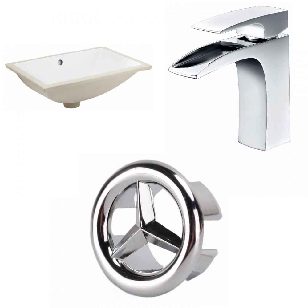 18.25-in. W CUPC Rectangle Bathroom Undermount Sink Set In White - Chrome Hardware
