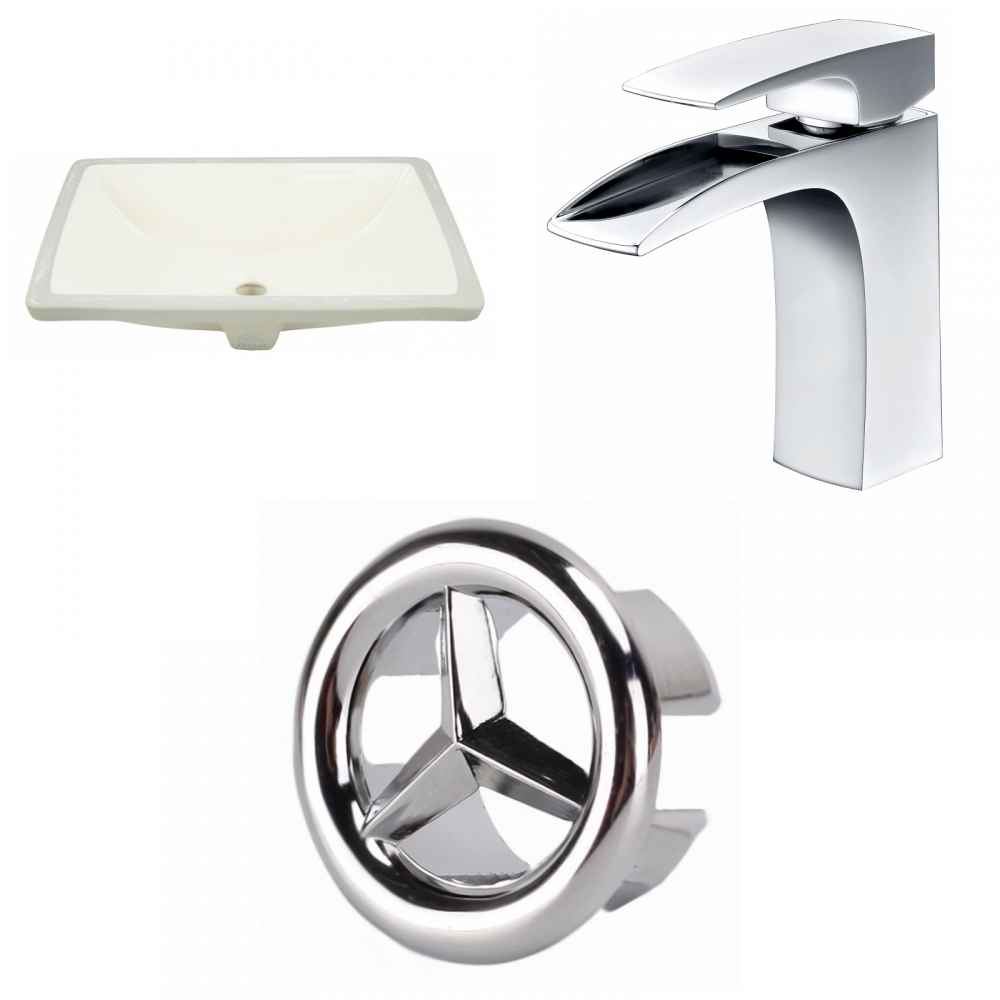 18.25-in. W CUPC Rectangle Bathroom Undermount Sink Set In Biscuit - Chrome Hardware