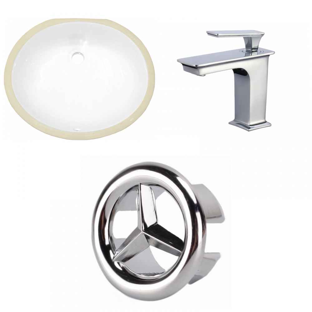 19.5-in. W CUPC Oval Bathroom Undermount Sink Set In White - Chrome Hardware