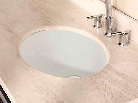 19.5-in. W CUPC Oval Bathroom Undermount Sink Set In Biscuit - Chrome Hardware