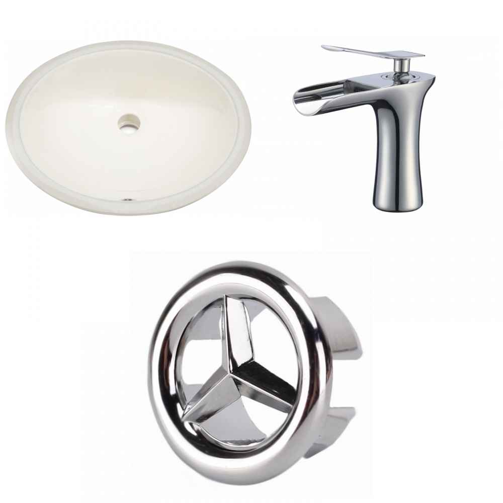 19.5-in. W CUPC Oval Bathroom Undermount Sink Set In Biscuit - Chrome Hardware