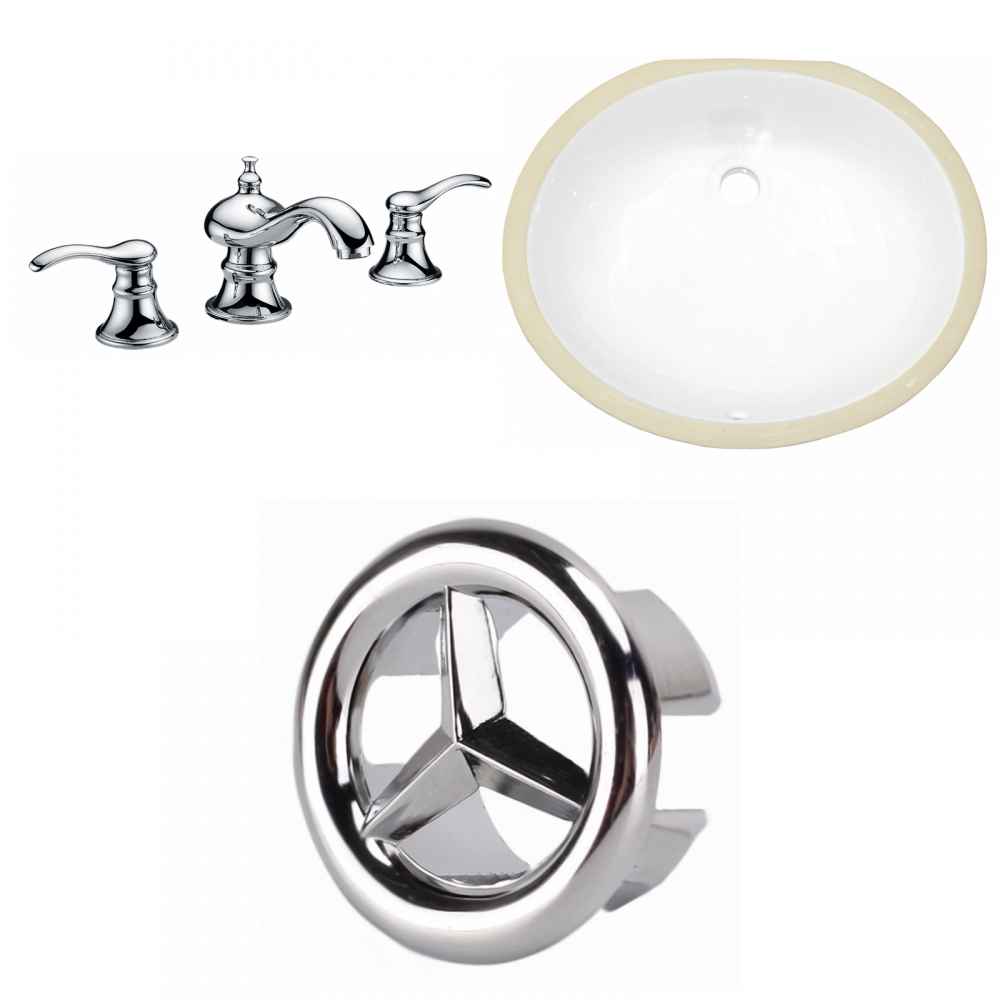 18.25-in. W CSA Oval Bathroom Undermount Sink Set In White - Chrome Hardware