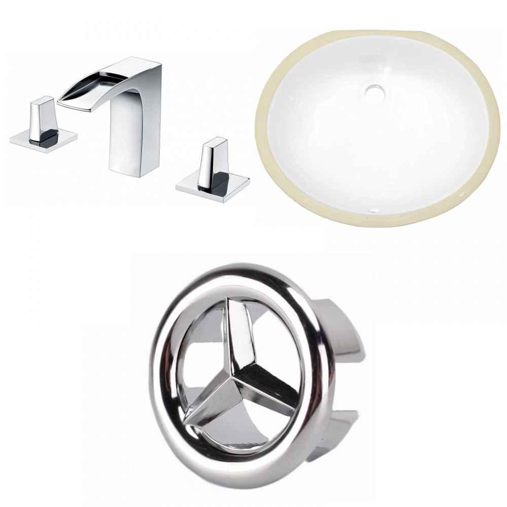 18.25-in. W CSA Oval Bathroom Undermount Sink Set In White - Chrome Hardware