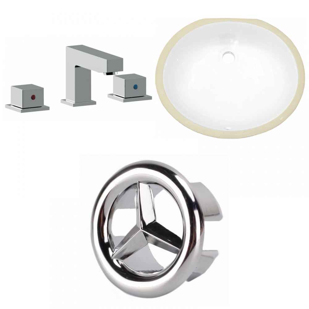 18.25-in. W CSA Oval Bathroom Undermount Sink Set In White - Chrome Hardware