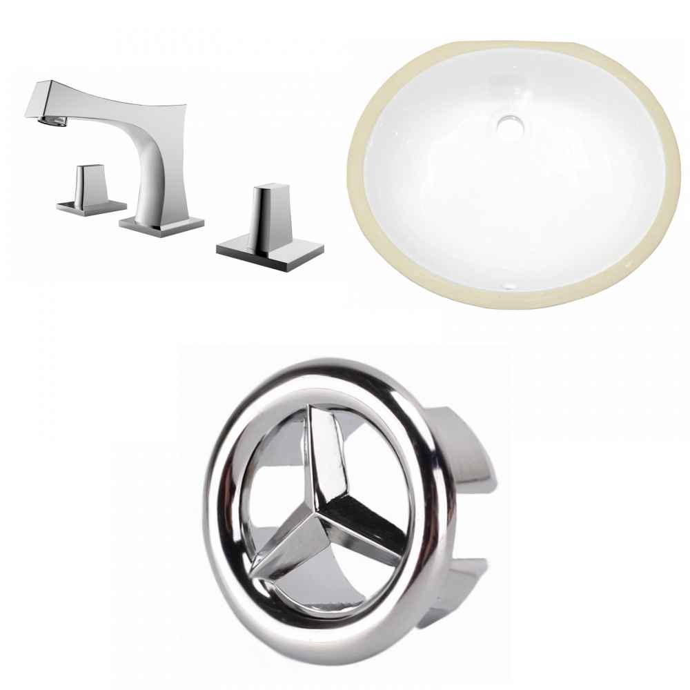 16.5-in. W CSA Oval Bathroom Undermount Sink Set In White - Chrome Hardware