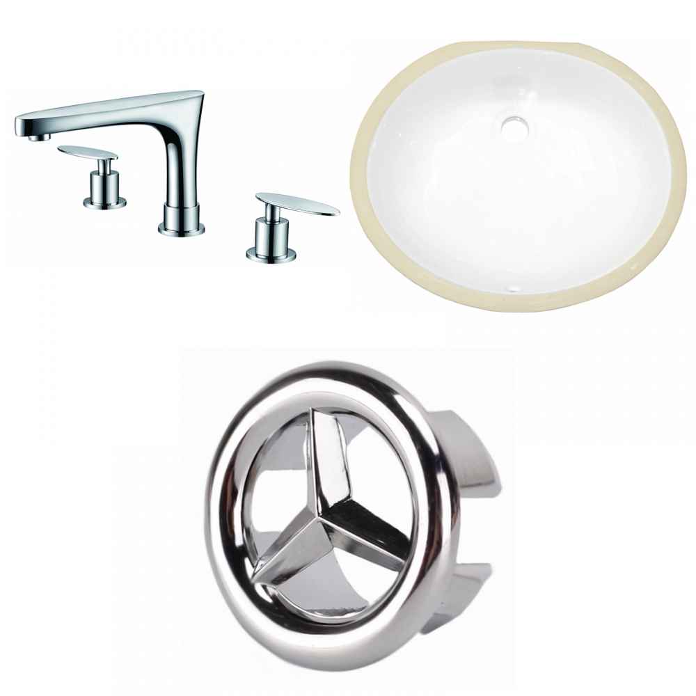16.5-in. W CSA Oval Bathroom Undermount Sink Set In White - Chrome Hardware