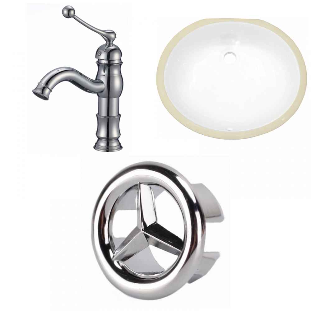 16.5-in. W CSA Oval Bathroom Undermount Sink Set In White - Chrome Hardware