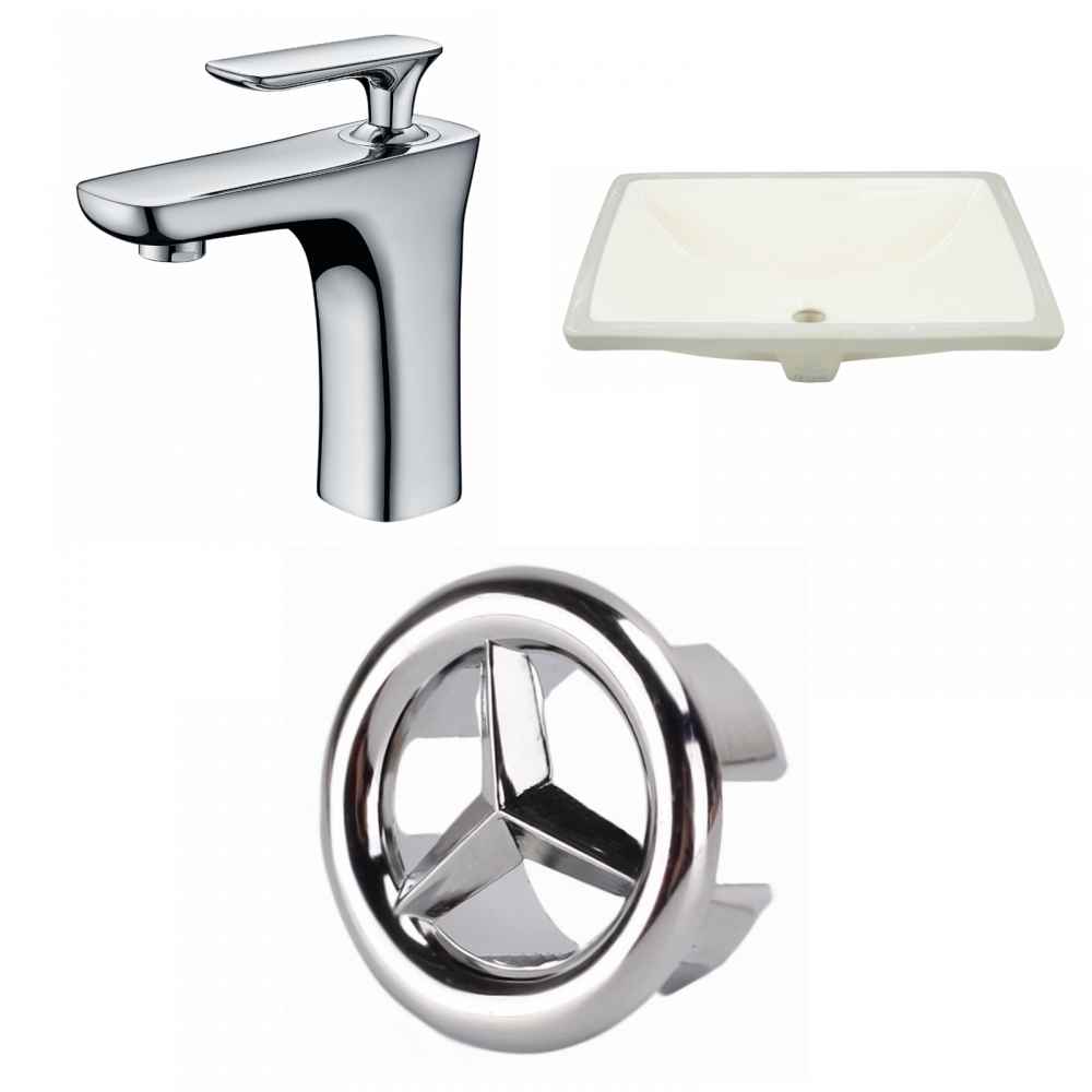 20.75-in. W CSA Rectangle Bathroom Undermount Sink Set In Biscuit - Chrome Hardware