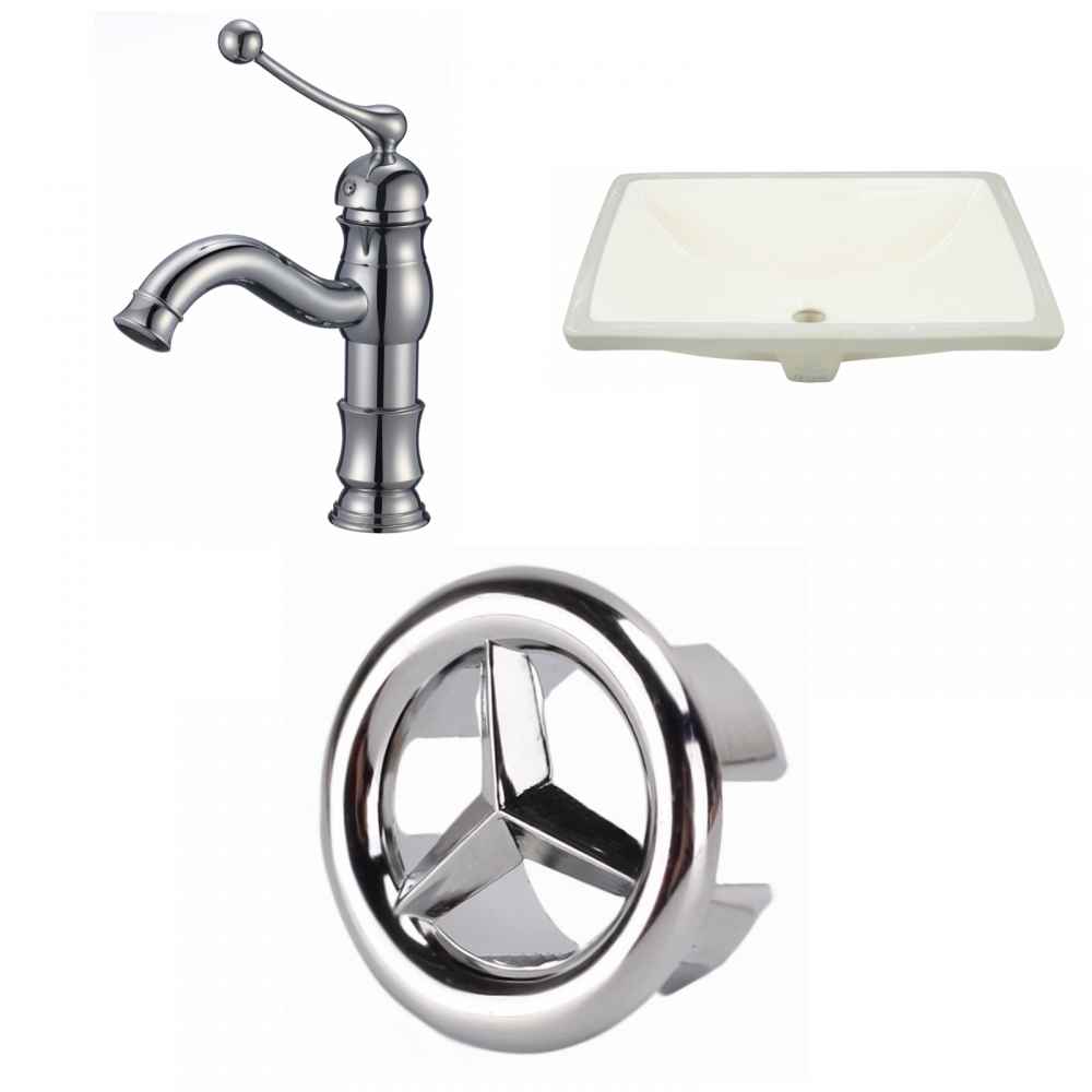 20.75-in. W CSA Rectangle Bathroom Undermount Sink Set In Biscuit - Chrome Hardware