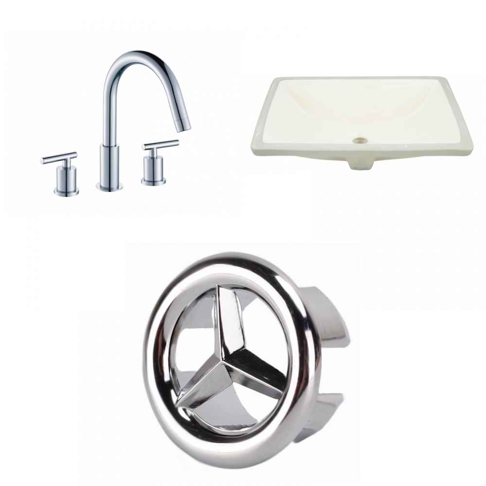 20.75-in. W CSA Rectangle Bathroom Undermount Sink Set In Biscuit - Chrome Hardware
