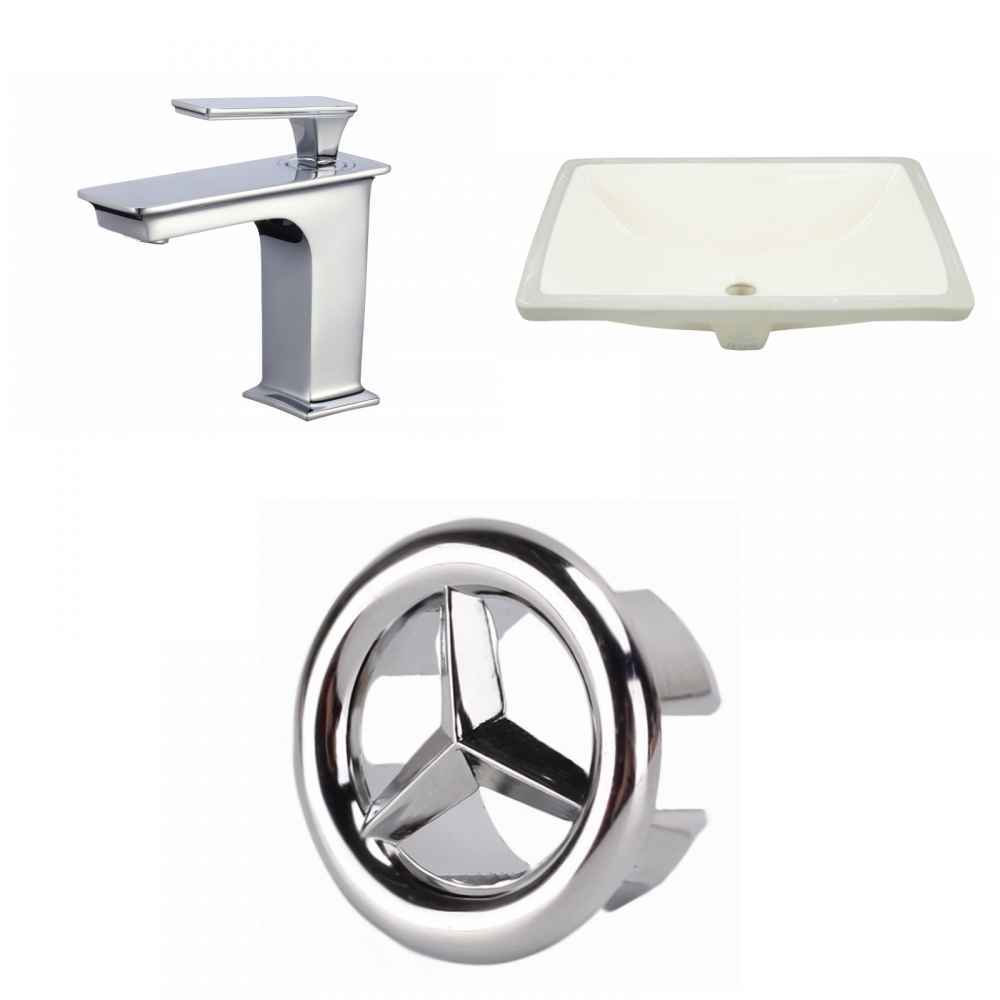 20.75-in. W CSA Rectangle Bathroom Undermount Sink Set In Biscuit - Chrome Hardware