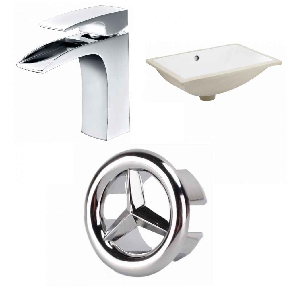 20.75-in. W CSA Rectangle Bathroom Undermount Sink Set In White - Chrome Hardware