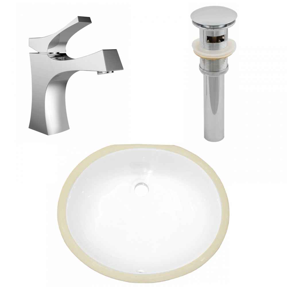 18.25-in. W CSA Oval Bathroom Undermount Sink Set In White - Chrome Hardware - Overflow Drain Incl.