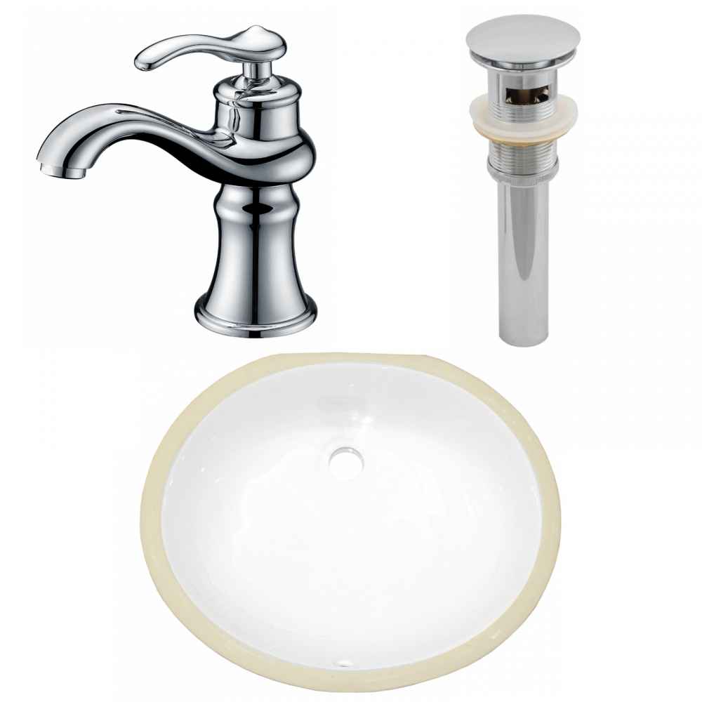 18.25-in. W CSA Oval Bathroom Undermount Sink Set In White - Chrome Hardware - Overflow Drain Incl.
