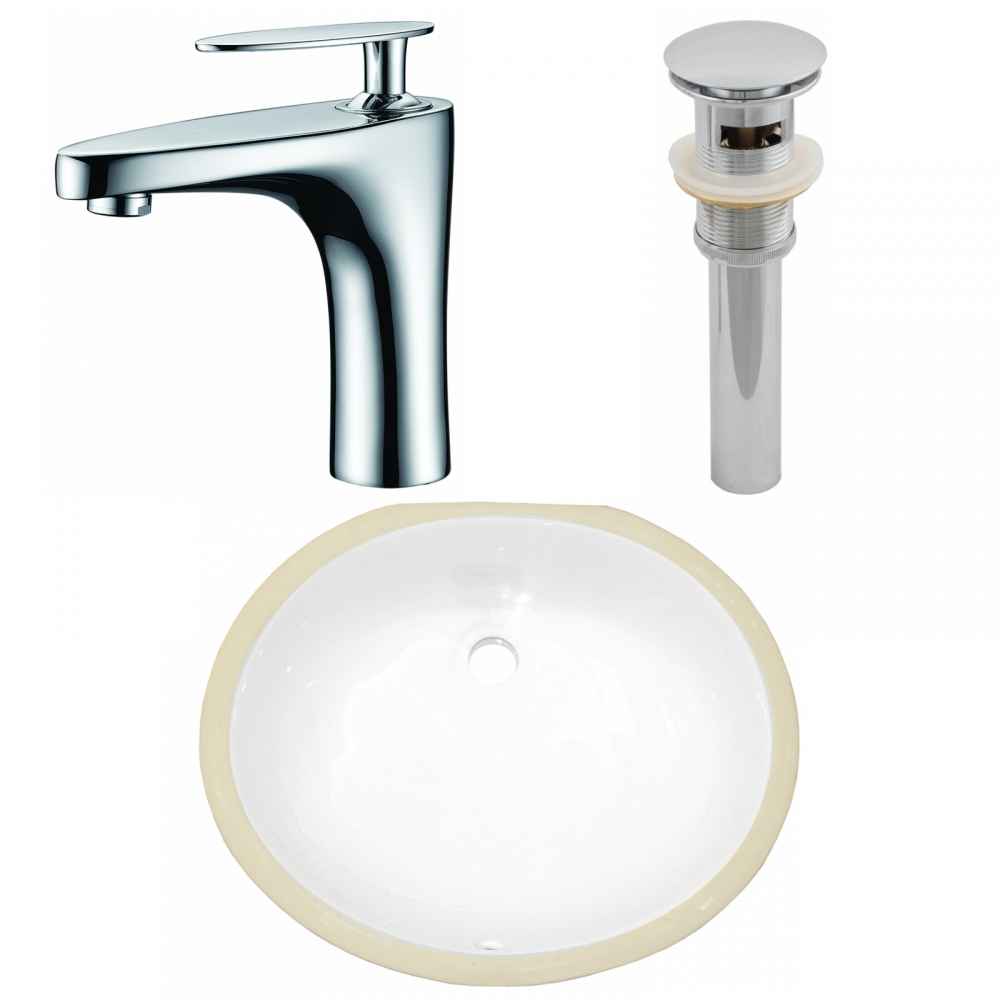 18.25-in. W CSA Oval Bathroom Undermount Sink Set In White - Chrome Hardware - Overflow Drain Incl.