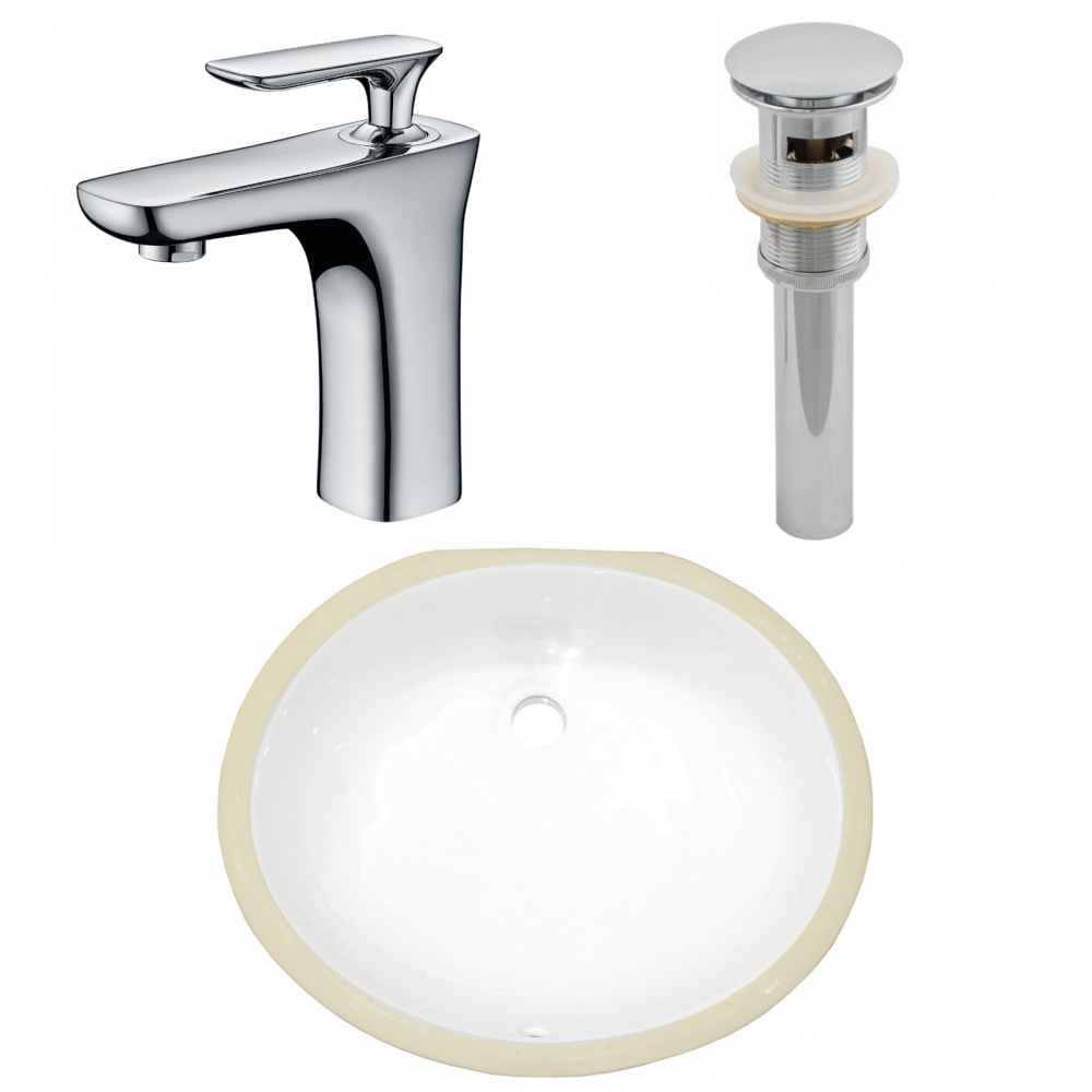 18.25-in. W CSA Oval Bathroom Undermount Sink Set In White - Chrome Hardware - Overflow Drain Incl.