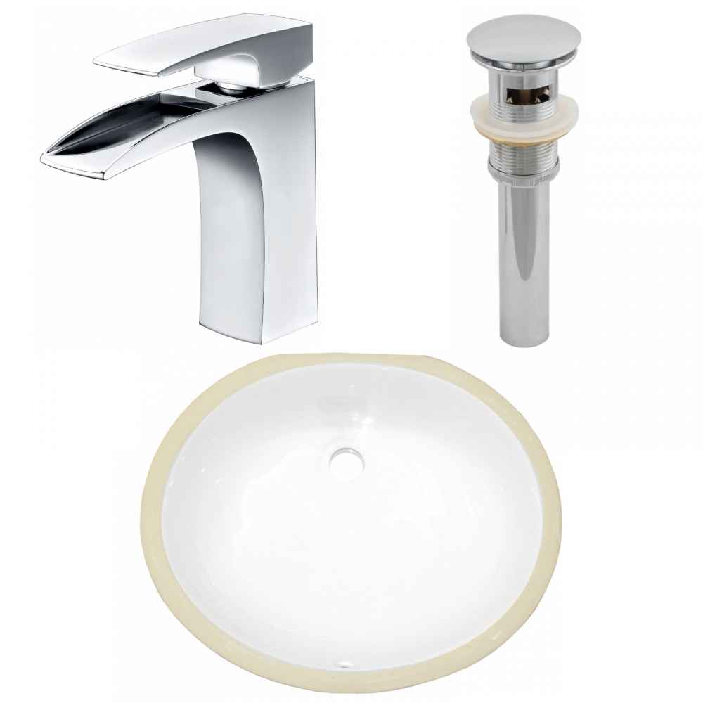 18.25-in. W CSA Oval Bathroom Undermount Sink Set In White - Chrome Hardware - Overflow Drain Incl.