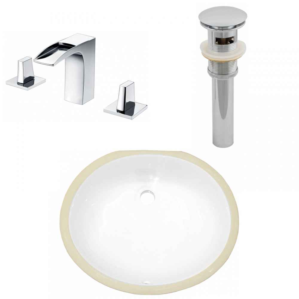 18.25-in. W CSA Oval Bathroom Undermount Sink Set In White - Chrome Hardware - Overflow Drain Incl.