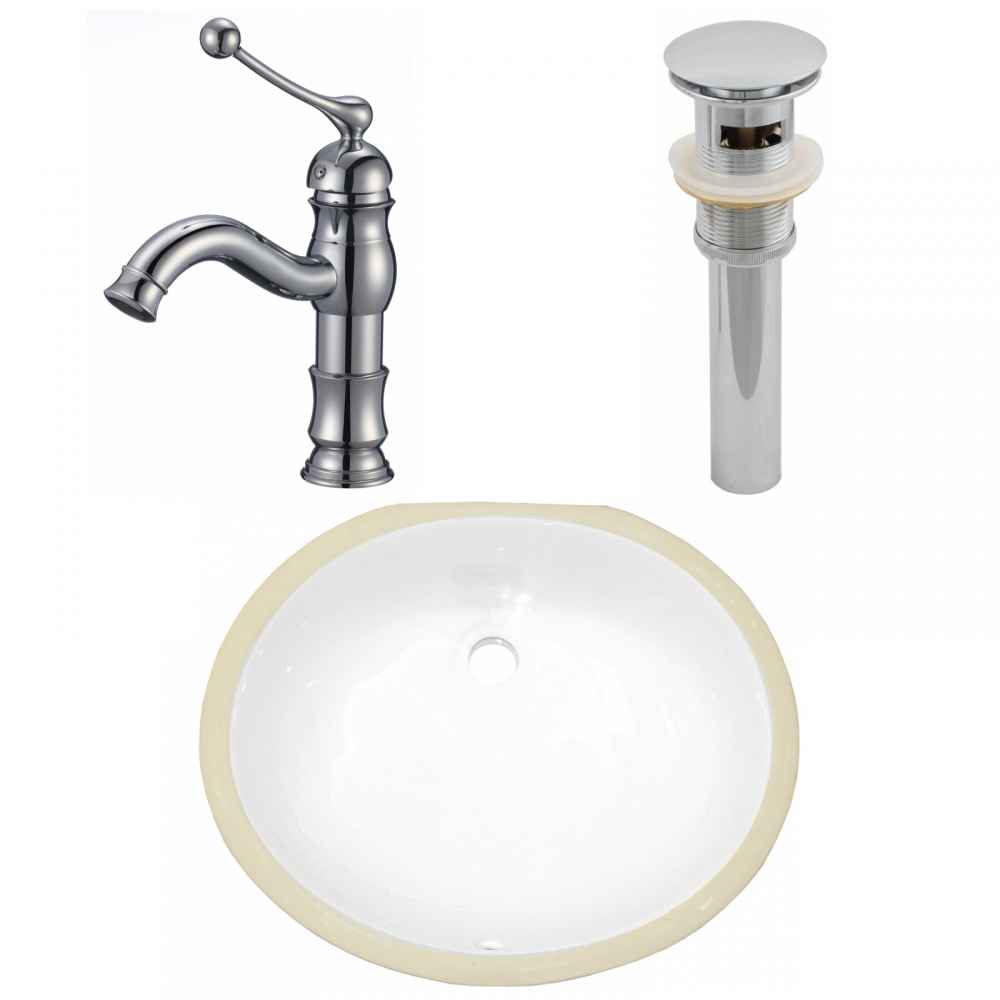 18.25-in. W CSA Oval Bathroom Undermount Sink Set In White - Chrome Hardware - Overflow Drain Incl.