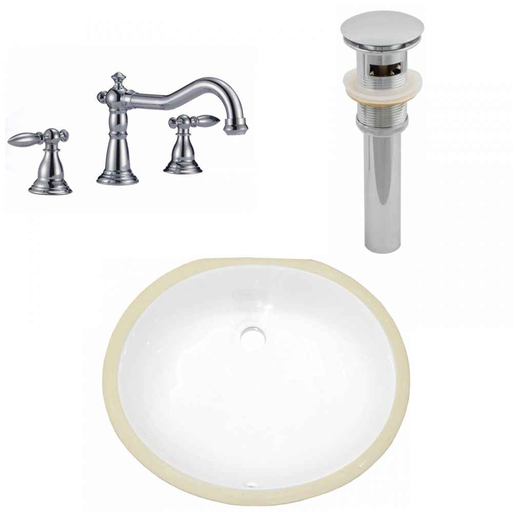 18.25-in. W CSA Oval Bathroom Undermount Sink Set In White - Chrome Hardware - Overflow Drain Incl.