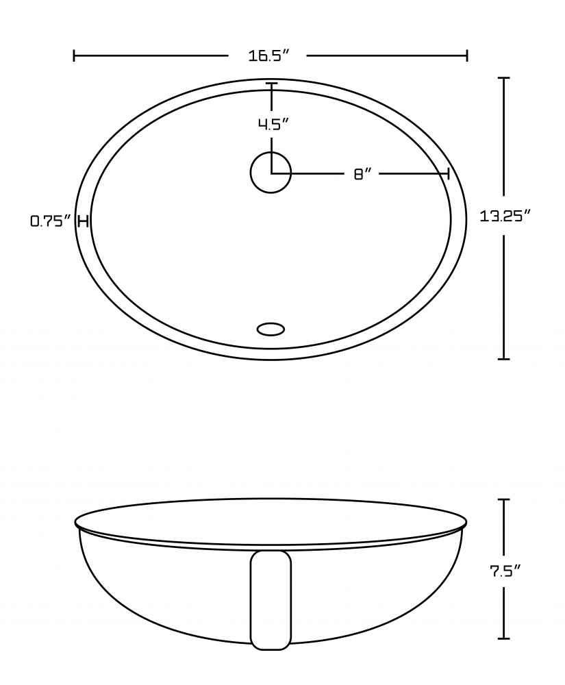 16.5-in. W CSA Oval Bathroom Undermount Sink Set In White - Chrome Hardware - Overflow Drain Incl.