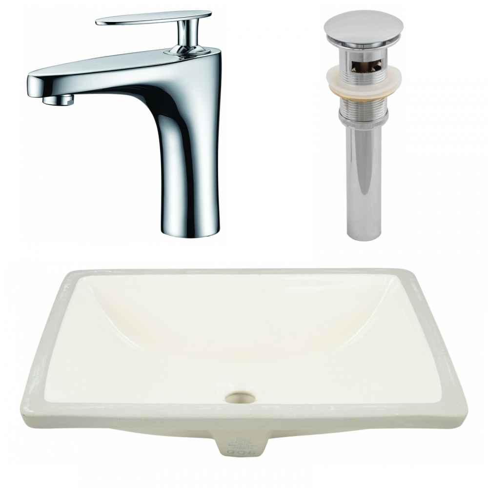 20.75-in. W CSA Rectangle Bathroom Undermount Sink Set In Biscuit - Chrome Hardware - Overflow Drain Incl.