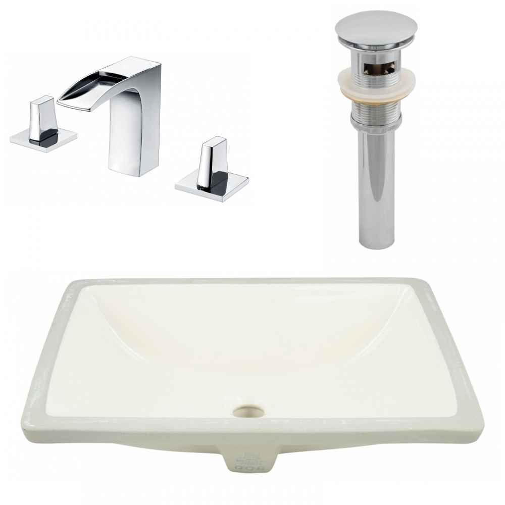 20.75-in. W CSA Rectangle Bathroom Undermount Sink Set In Biscuit - Chrome Hardware - Overflow Drain Incl.
